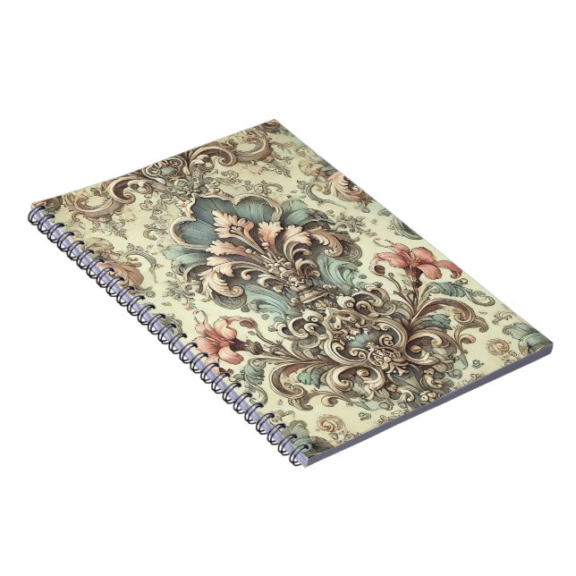 Victorian Floral Damask Pattern Notebook (Right Side)