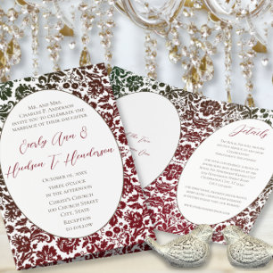 Victorian Floral Damask Wedding Bi-fold Invitation