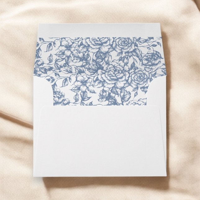 Victorian Floral Dusty Blue French Wedding Envelope (Creator Uploaded)