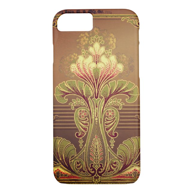 Victorian floral elegant art nouveau brown pink Case-Mate iPhone case (Back)