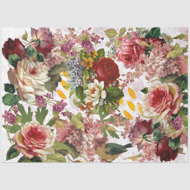 Victorian Floral Ephemera Roses Tissue Paper (Front)