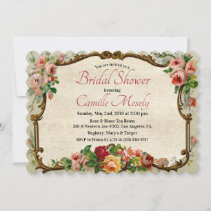 Victorian Floral Frame Bridal Shower Invitation