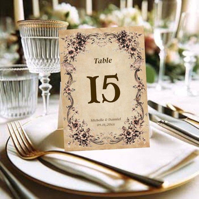 Victorian Floral Frame Wedding Table Number (Creator Uploaded)