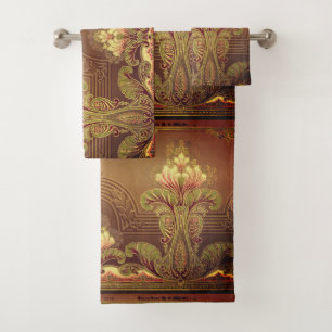 Victorian floral frieze elegant flower art nouveau bath towel set