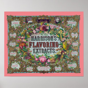 Victorian floral fruit baking extract chart kitche