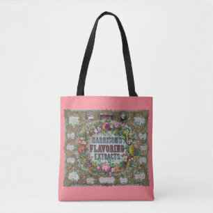 Victorian floral fruit baking extracts tote bag
