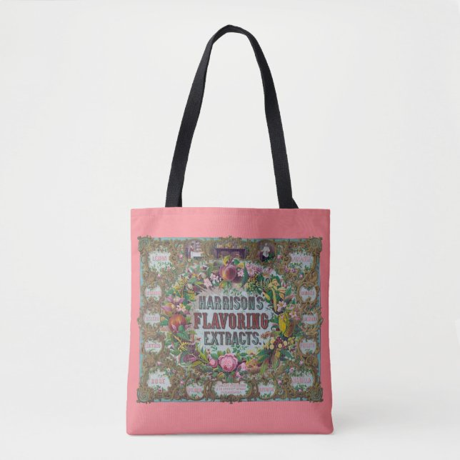 Victorian floral fruit baking extracts tote bag (Front)