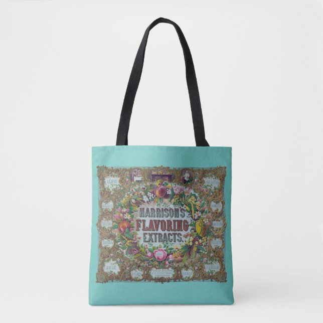 Victorian floral fruit baking extracts tote bag (Front)