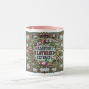 Victorian floral fruit baking vintage chart mug