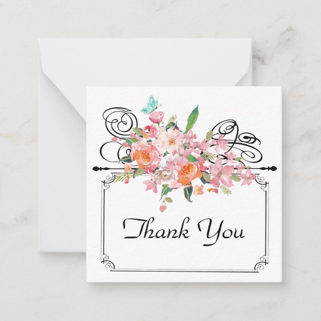 Victorian floral hang sign wedding white black pin card (Front)