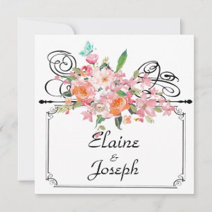 Victorian floral hanging sign save the date white 