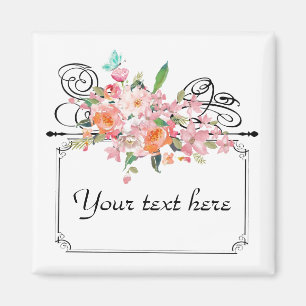 Victorian floral hanging sign wedding magnet