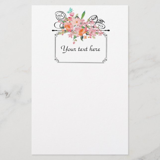 Victorian floral hanging sign wedding stationery (Front)