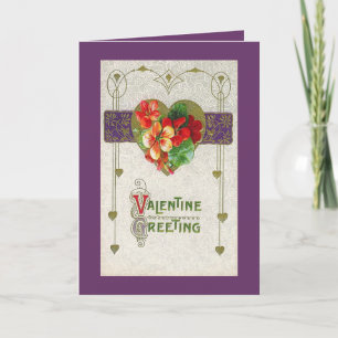 Victorian Floral Heart Valentine's Day Card