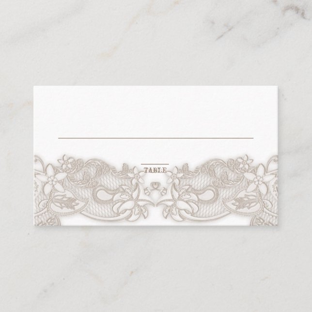 Victorian Floral Lace Design White Place Card (Front)