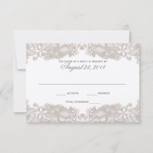 Victorian Floral Lace White Response Card (Front)
