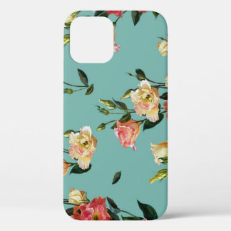 Victorian Floral Lisianthus Watercolor Pattern iPhone 12 Case