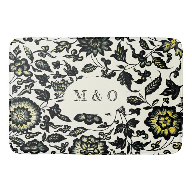 Victorian Floral Ornament Pattern Bath Mat (Front)