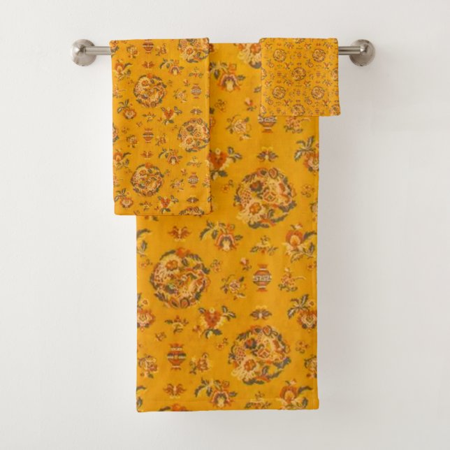 Victorian Floral Pattern Bath Towel Set (Insitu)