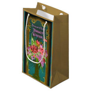 Victorian floral perfume label small gift bag