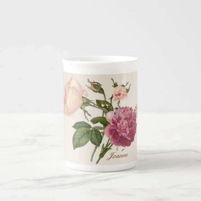 Victorian Floral Personalised Bone China Mug (Front)