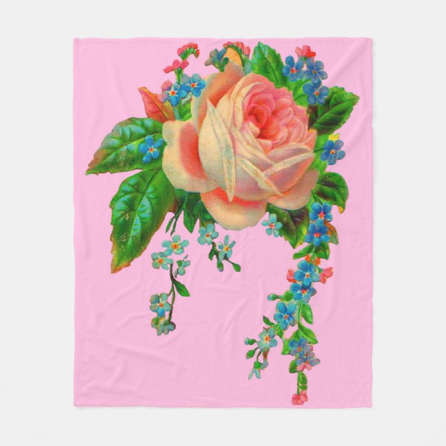 Victorian floral print fleece blanket (Front)