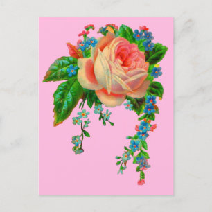 Victorian floral print postcard