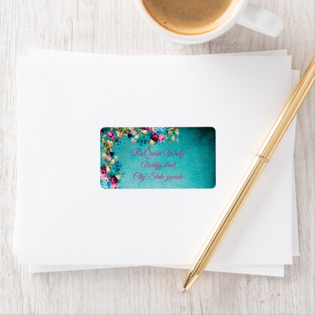 Victorian floral rose flowers elegant  label (Insitu)