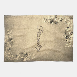 Victorian floral rose flowers elegant tea towel