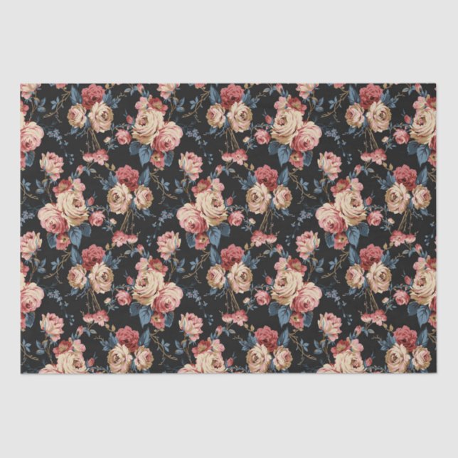 Victorian floral rose pattern tissue paper (Front)