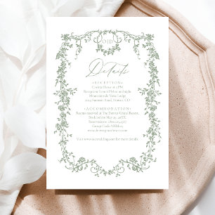 Victorian Floral Sage Green Photo French Wedding  Enclosure Card