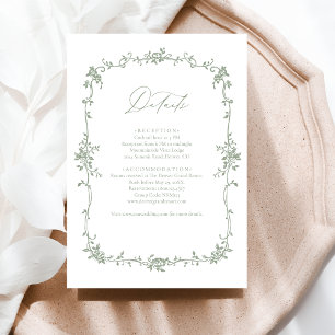 Victorian Floral Sage Green Photo French Wedding  Enclosure Card