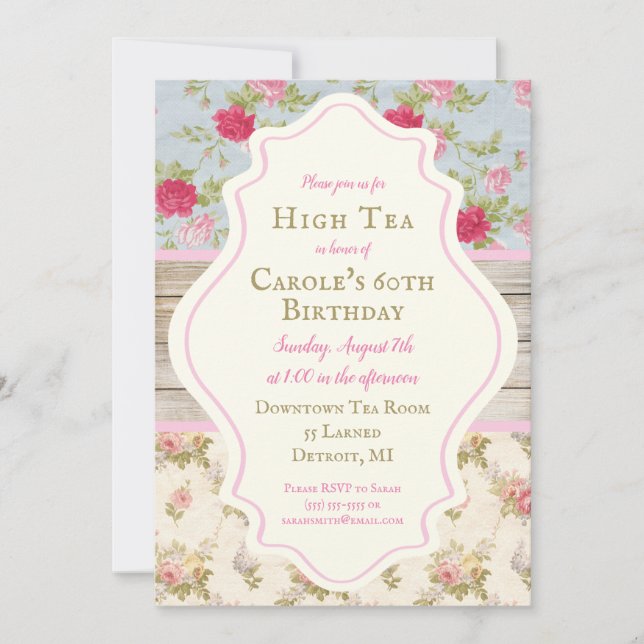 Victorian Floral Shabby Chic Party Invitation (Front)