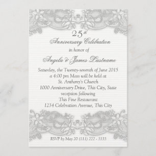 Victorian Floral Silver Wedding Anniversary Invitation