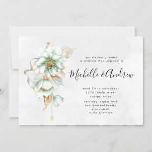 victorian floral soft grey engagement invitation