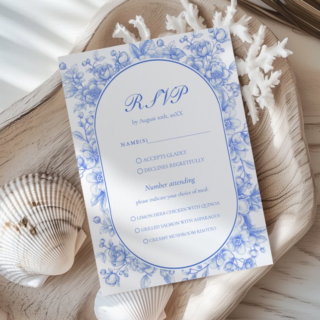 Victorian Floral Something Blue Bridal Shower RSVP Card (Creator Uploaded)
