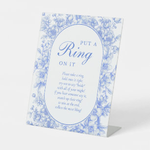 Victorian Floral Something Blue Put A Ring On It Pedestal Sign