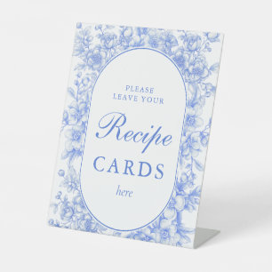 Victorian Floral Something Blue Recipe Cards Here Pedestal Sign