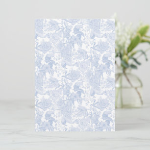 Victorian Floral Toile in Wedgewood Blue on White Invitation