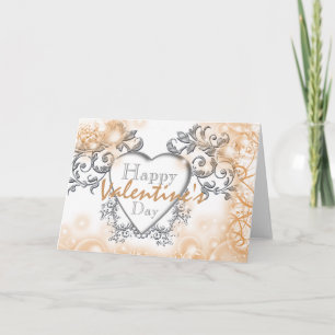 Victorian floral valentine heart holiday card