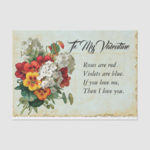 Victorian Floral Valentine's Day Bouquet Poem Tissue Paper