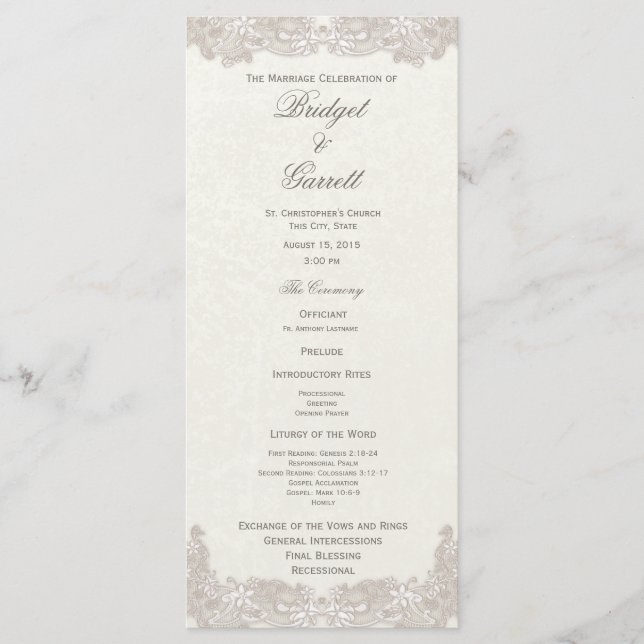 Victorian Floral Wedding Program Programme (Front)