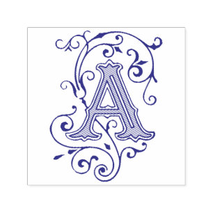 Victorian Flourish Letter A Monogram Self-inking Stamp