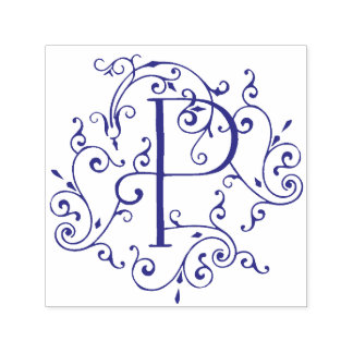 Victorian Flourish Letter P Monogram Self-inking S Self-inking Stamp