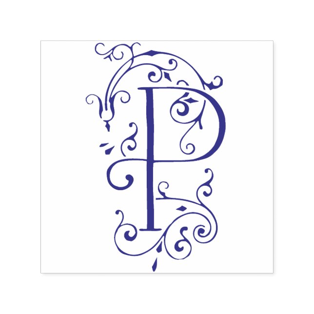 Victorian Flourish Letter P Monogram Self-inking Stamp (Design)