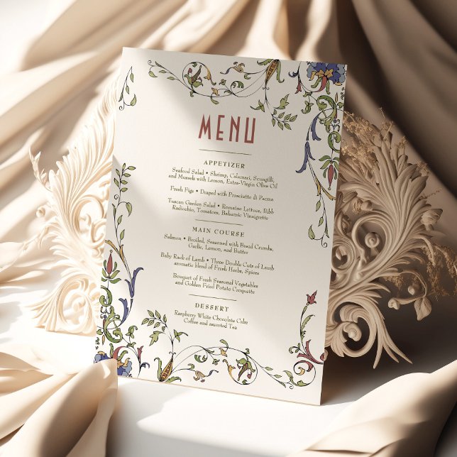 Victorian Flourishes Customisable Wedding Menu Invitation (Creator Uploaded)