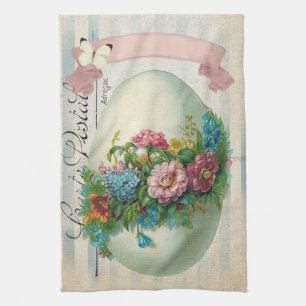 Victorian Flower Easter Egg Tea Towel