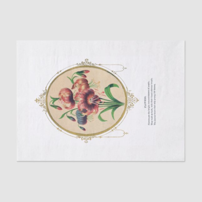 Victorian Flower Emblem Tissue Paper (Front)