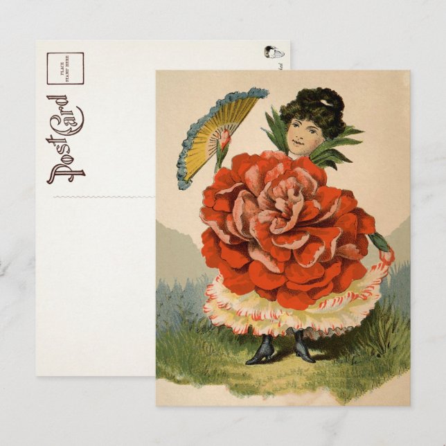 Victorian Flower Girl Postcard  (Front/Back)