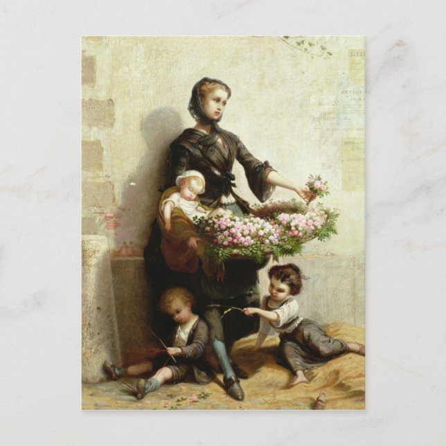 Victorian Flower Seller Postcard (Front)